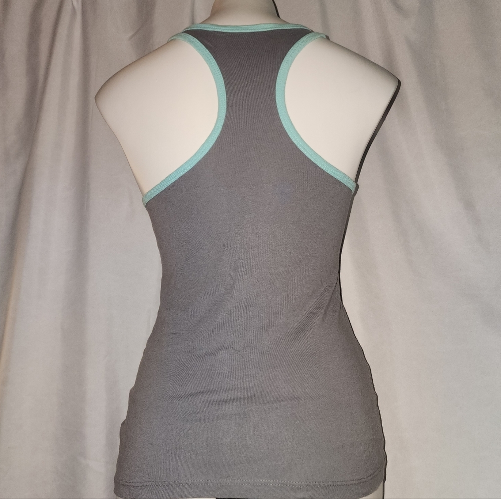Used, Gray Racerback Tank Top with Cute But Evil Graphic - Picture 6 of 7